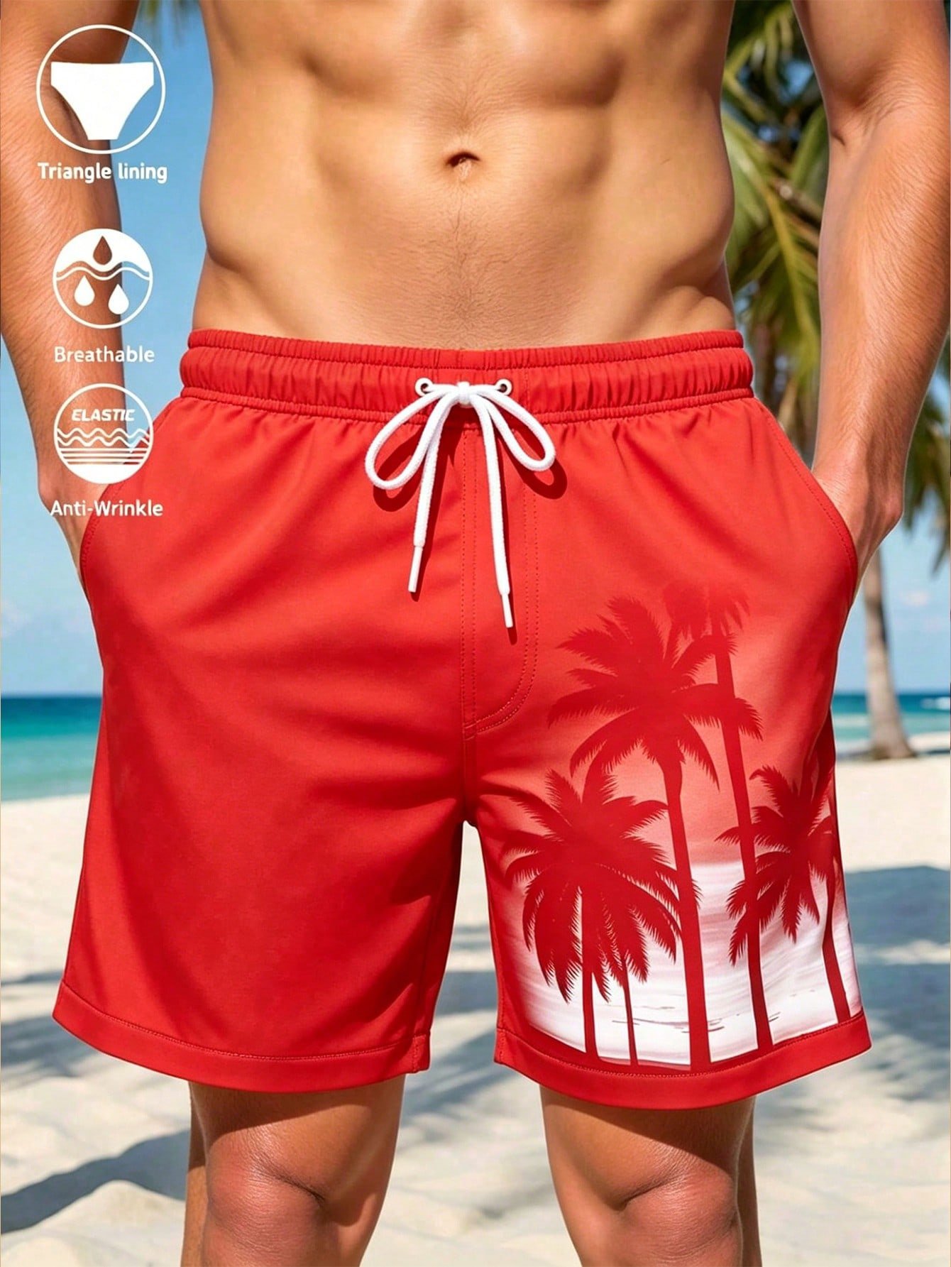 manfinity swimmode شورت شاطئ رجالي بخصر رباط وجيوب بطبعة أشجار النخيل، مناسب للصيف، شورت سباحة رجالي أسود بطبعة أشجار النخيل، عطلة manfinity swimmode شورت شاطئ رجالي بخصر رباط وجيوب بطبعة أشجار النخيل، مناسب للصيف، شورت سباحة رجالي أسود بطبعة أشجار النخيل، عطلة