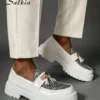 salkin أحذية رجالية جديدة من المصمم، موديل لوفرز سهل الارتداء، أحذية رسمية أنيقة للرجل مع زخرفة من الترتر والتصميم المزين بالشرابات. جلد علوي ناعم ومريح، قاعدة مانعة للانزلاق، أحذية كاجوال خفيفة الوزن. أحذية رسمية مناسبة للأعمال والحفلات والزفاف، مناسبة ل 9