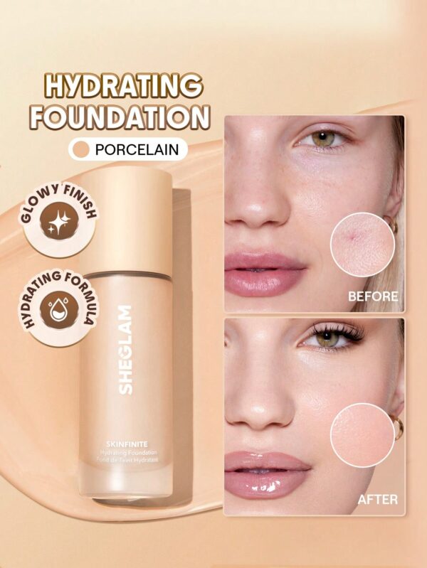 sheglam كريم أساس مرطب من skinfinite honey flawless dewy foundation تغطية مرطبة إخفاء المسام غير المرئية كريم أساس سائل خفيف الوزن غير دهني بدون مسام كريم أساس علامة تجارية جمال مكياج ميكب مستحضرات تجميل للنساء الفتيات مثالي لفصل الصيف الربيع مثالي ل y2k 2