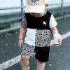 طقم قميص وشورت كاجوال للأطفال الصغار بتصميم مربعات ملونة، مناسب للصيف والمنزل والخارج والرياضة والمدرسة