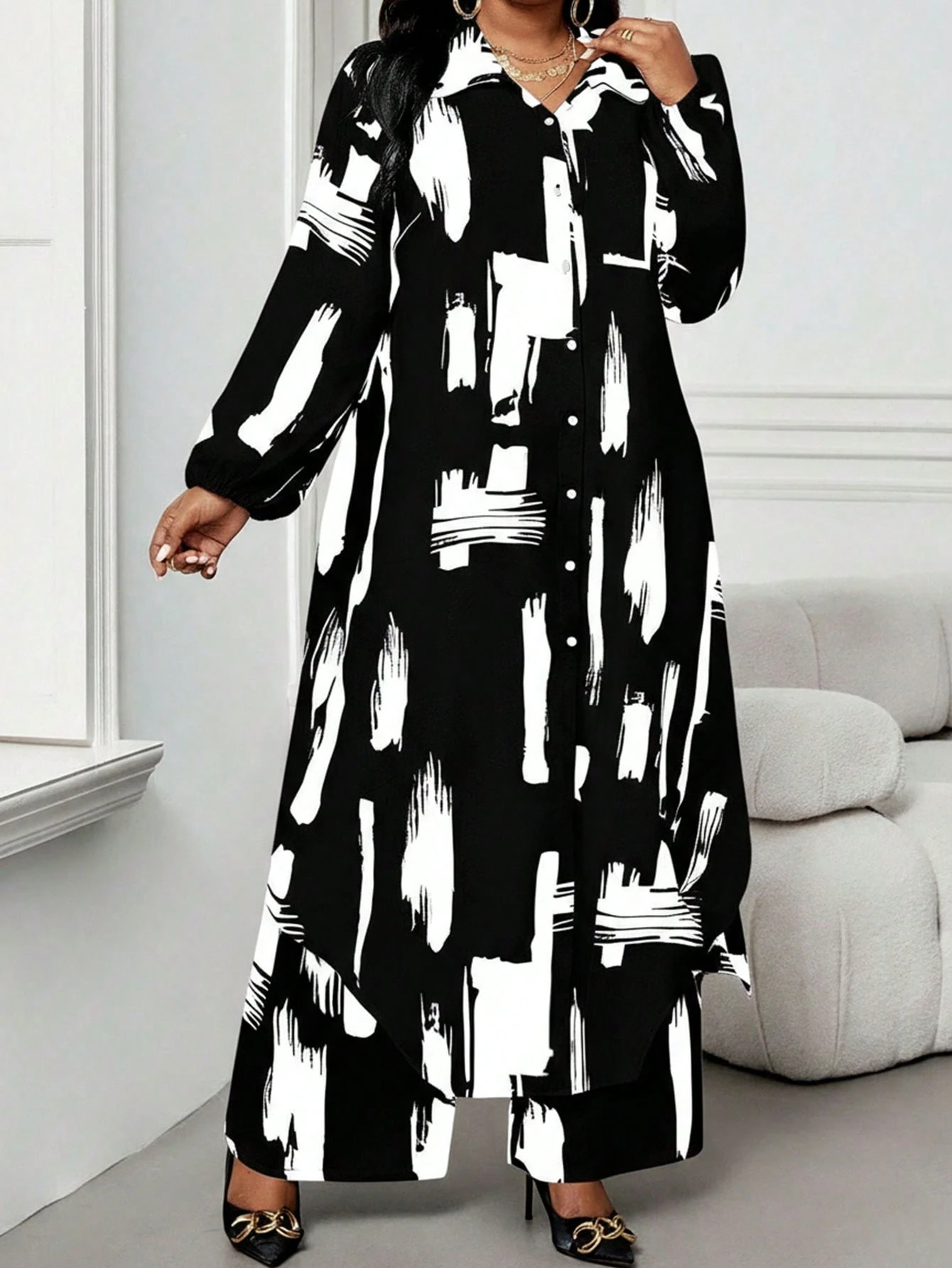 shein lady قميص كاجوال أنيق للربيع والصيف والخريف والشتاء، ياقة منسوجة، أكمام بيشوب، جيوب، أكمام طويلة، مقاسات كبيرة، بدلة أنيقة للمكتب والتنقل للربيع والصيف، ملابس صيفية للنساء، ملابس عطلة للنساء، بدلة صيفية مكونة من قطعتين 14