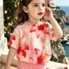 elladie kids مجموعة قميص كم قصير وشورت للبنات الرضع بطبعات صدفة وجنجل البحر وفيونكة، أسلوب عطلة عفوي بسيط، مناسبة للعطلات والأنشطة الخارجية، صيفي 11