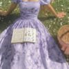 shein mod فستان طويل للسيدات أسيمتري مطبوع بزهور زهري وأبيض ، للعطلات الصيفية، للحفلات، ملكة الحليب 2