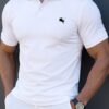 manfinity mode قميص بولو رسمي رجالي صيفي كاجوال بأكمام قصيرة مع حواف متباينة، للمناسبات 1