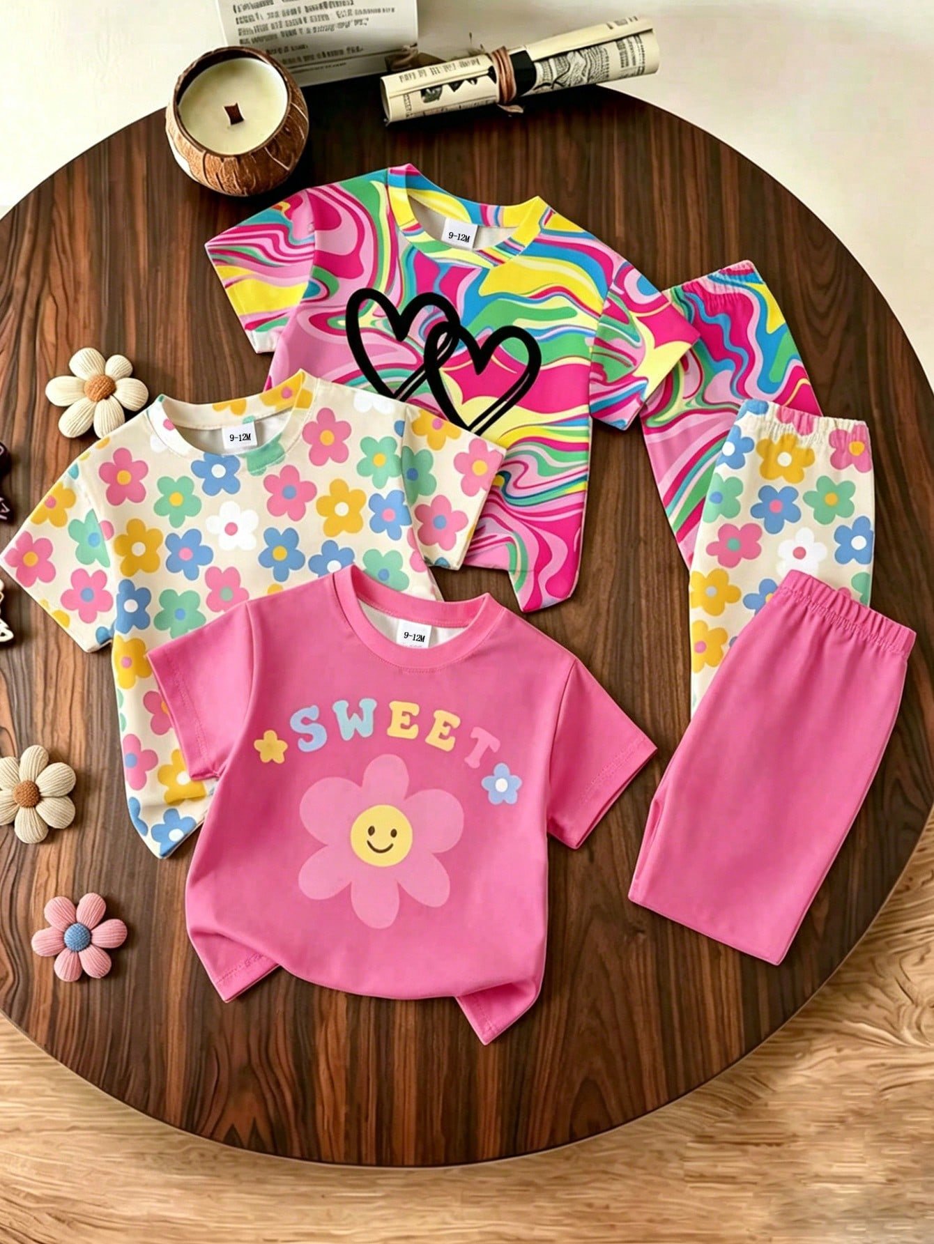 elladie kids مجموعة قميص كم قصير وشورت للبنات الرضع بطبعات صدفة وجنجل البحر وفيونكة، أسلوب عطلة عفوي بسيط، مناسبة للعطلات والأنشطة الخارجية، صيفي elladie kids مجموعة قميص كم قصير وشورت للبنات الرضع بطبعات صدفة وجنجل البحر وفيونكة، أسلوب عطلة عفوي بسيط، مناسبة للعطلات والأنشطة الخارجية، صيفي