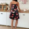 sweetslumber قميص نوم ساتان للنساء بنمط فاكهة الفراولة الحلوة 2