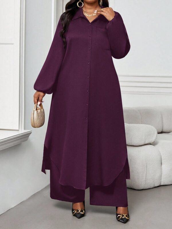 shein lady قميص كاجوال أنيق للربيع والصيف والخريف والشتاء، ياقة منسوجة، أكمام بيشوب، جيوب، أكمام طويلة، مقاسات كبيرة، بدلة أنيقة للمكتب والتنقل للربيع والصيف، ملابس صيفية للنساء، ملابس عطلة للنساء، بدلة صيفية مكونة من قطعتين 8