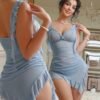 petitdoll تنورة قصيرة مجموعة من قطعتين، من الشبك الشفاف مع كشكشة وحافة غير متماثلة petitdoll تنورة قصيرة مجموعة من قطعتين، من الشبك الشفاف مع كشكشة وحافة غير متماثلة