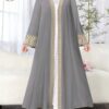 shein najma عباءة أنثوية طويلة الأكمام بطبعات زهرية، كاجوال، للربيع والخريف