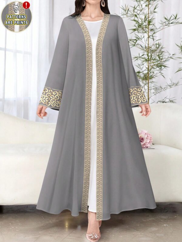 shein najma عباءة أنثوية طويلة الأكمام بطبعات زهرية، كاجوال، للربيع والخريف