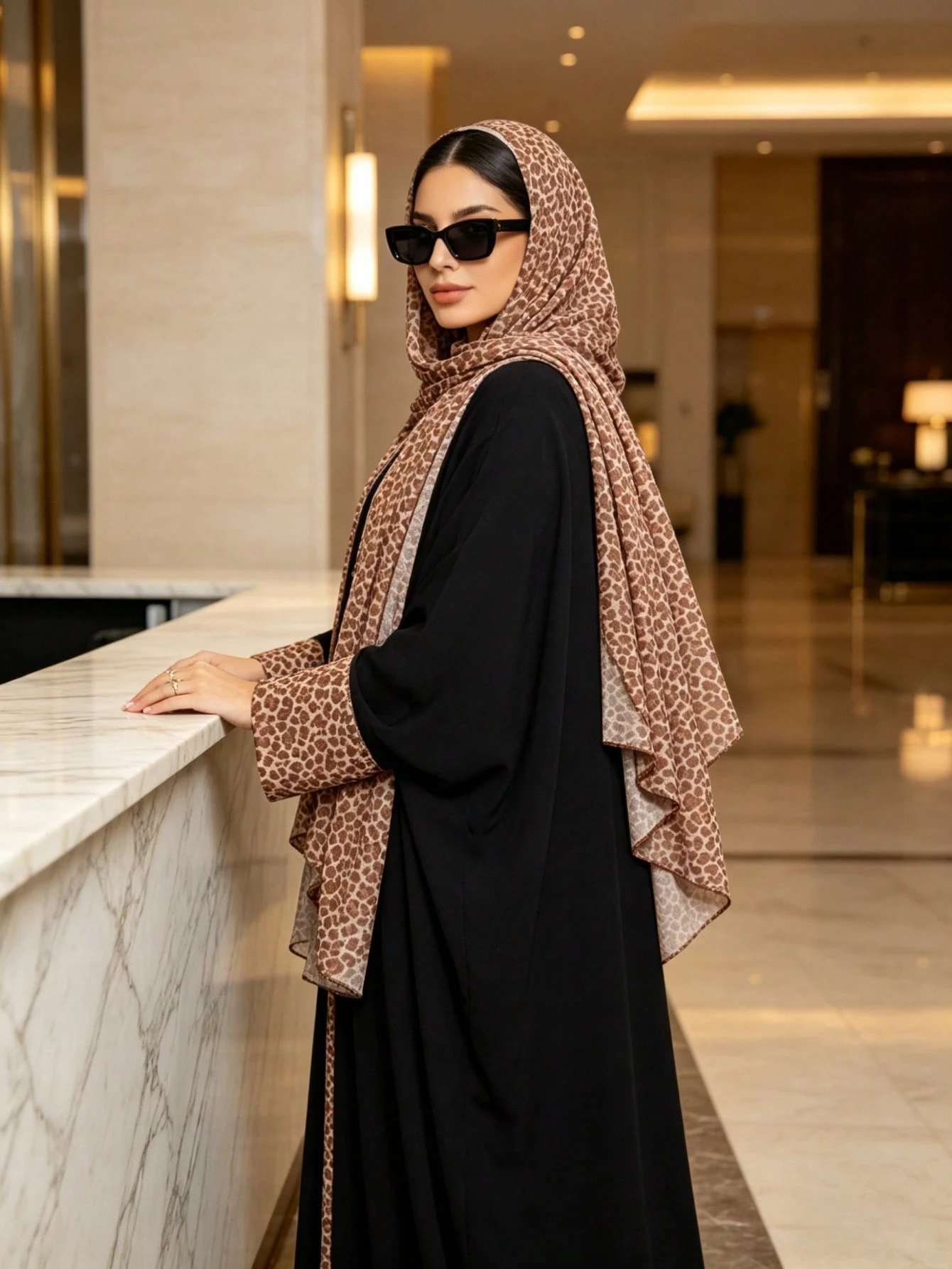 yasmyna مجموعة من قطعتين: حجاب + عباءة مفتوحة. طقم بأسلوب كارديجان بسيط وأنيق وعصري. 3