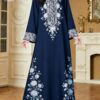 shein najma فستان ماكسي أنيق بطبعة رقمية ملونة بنمط الكرمة، طويل الأكمام وياقة على شكل حرف v، للربيع والخريف 1