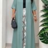 shein lady مجموعة قطعتين فضفاضة أنيقة متعددة الاستخدامات بطباعة عتيقة مقاس كبير، صيفي 6