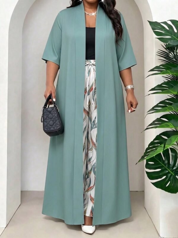shein lady مجموعة قطعتين فضفاضة أنيقة متعددة الاستخدامات بطباعة عتيقة مقاس كبير، صيفي 6