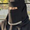 قطعة واحدة نقاب نسائي بلون أحادي مع فيونكة ذهبية مطبوعة بالزهور، وشاح رأس خفيف قابل للتنفس، أسود، للشاطئ والعطلات 3