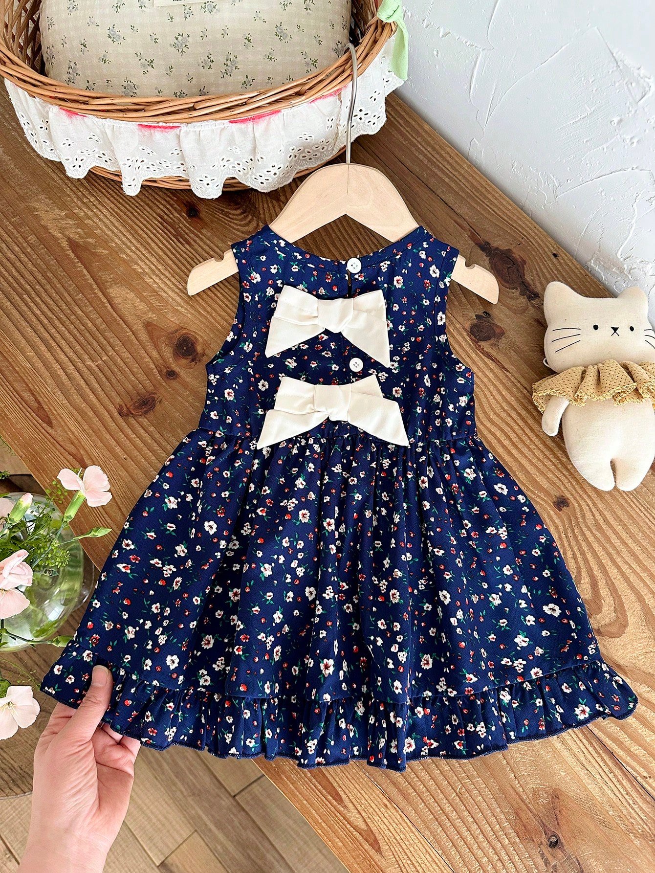 shein فستان للبنات من عمر 3 أشهر إلى 3 سنوات للخروج، قطعة واحدة بأسلوب كاجوال وجميل للارتداء اليومي في فصل الخريف، فستان كم قصير مزين بفيونكة بنية اللون 13