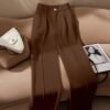 shein tall بنطلون بدلة نسائي أنيق مستقيم الساق، مناسب للربيع والصيف. مصنوع من قماش بدلة ناعم وجاف، مع تصميم خصر عالي، طيات أمامية، وتصميم ساق واسع، ليعطي مظهر أنيق وممشوق. مناسب للذهاب إلى المكتب، الاجتماعات التجارية، أو المناسبات شبه الرسمية. قطعة متعددة 2