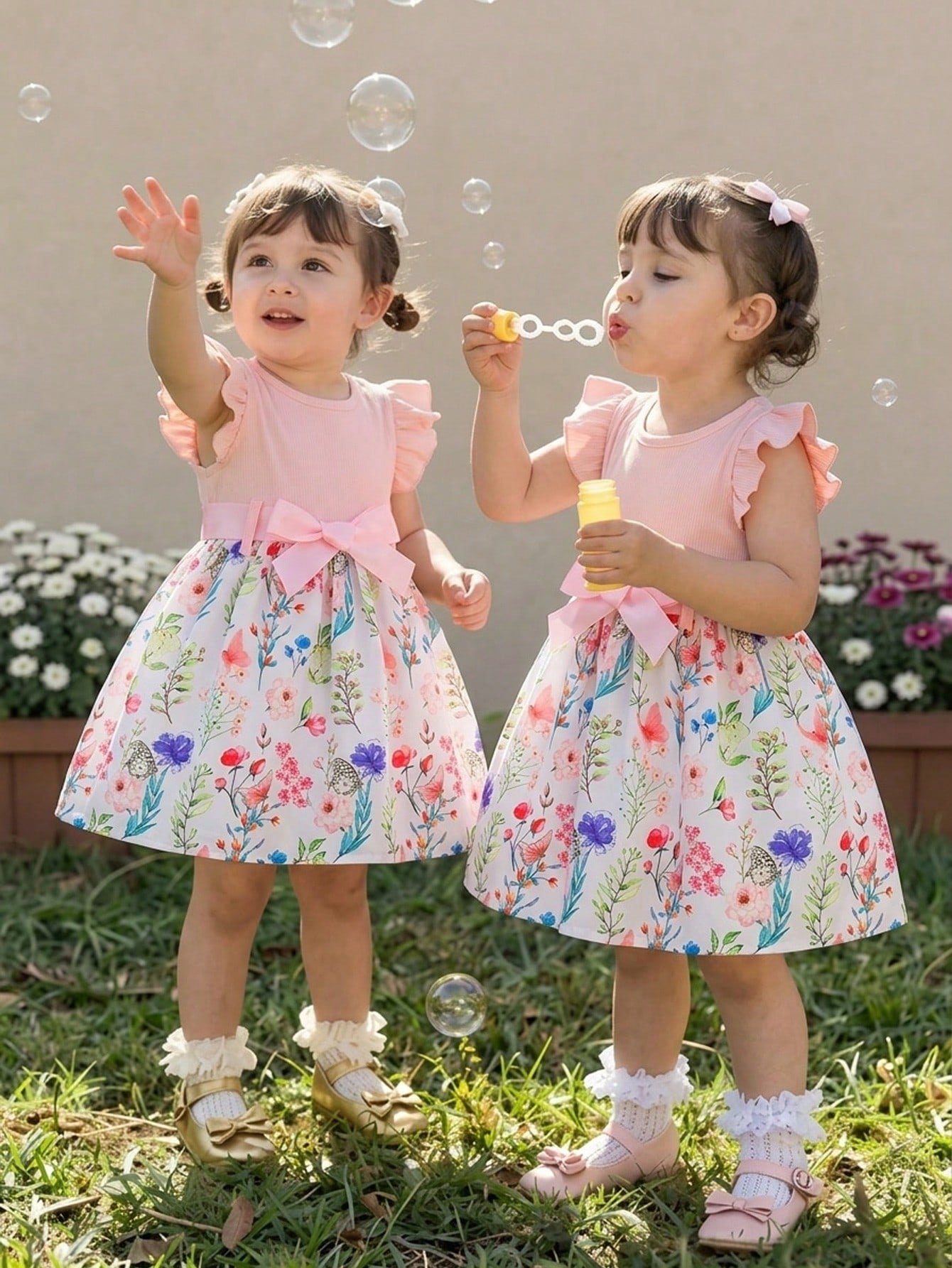 shein فستان كاجوال لكل المناسبات للبنات الرضع مطبوع بفراشة جميلة مع حزام، مناسب للخروج 1