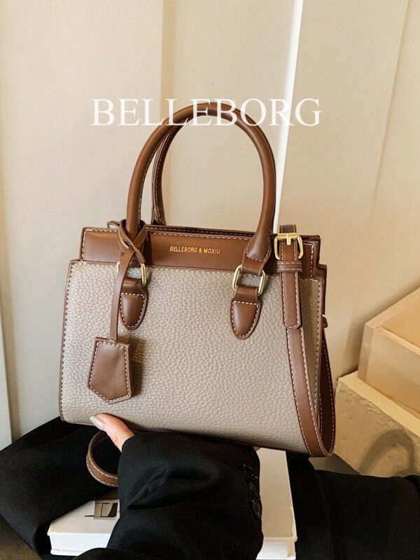 belleborg حقيبة كاجوال مع تفاصيل حرفية باللونين للمراهقات والطالبات والموظفات في المكاتب، مناسبة للمكتب والجامعة والعمل والتنقلات والسفر والرحلات، حقيبة نسائية أنيقة مثالية للعمل والأعمال المكتبية 19