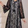 shein najma رمضان فستان عربي نسائي بياقة مربعة مزين بالدانتيل والشراريب وأكمام ثلاثة أرباع متسعة shein najma رمضان فستان عربي نسائي بياقة مربعة مزين بالدانتيل والشراريب وأكمام ثلاثة أرباع متسعة