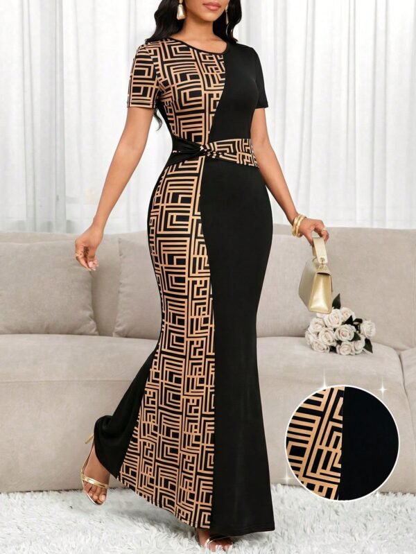 shein lady فستان أنيق للسيدات بنمط بريشة من الترتر متباينة الألوان ، فستان لحفلة عيد الميلاد والمناسبات الرسمية / فستان مكتبي / فستان / فستان زفاف / فستان عطلة / فستان حفلة للسيدات / فستان رسمي طويل للسيدات / فستان رسمي للسيدات / فستان نسائي كاجوال للعمل 3