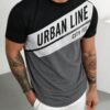 تي شيرت رجالي &quote;urban line city fit&quote; من fractyr بتصميم كتل لونية، أسود & رمادي، تي شيرت رياضي بأسلوب الشارع، ملابس علوية كاجوال برقبة دائرية للارتداء الحضري واليومي