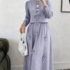 solavon طقم ملابس علوية وتنورة نسائي أنيق بعقدة أمامية، لون أحادي بسيط، مناسب لمناسبات الربيع والخريف 1