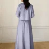 solavon طقم ملابس علوية وتنورة نسائي أنيق بعقدة أمامية، لون أحادي بسيط، مناسب لمناسبات الربيع والخريف 5