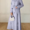 solavon طقم ملابس علوية وتنورة نسائي أنيق بعقدة أمامية، لون أحادي بسيط، مناسب لمناسبات الربيع والخريف 9