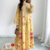 shein najma فستان ماكسي أنيق بطبعة رقمية ملونة بنمط الكرمة، طويل الأكمام وياقة على شكل حرف v، للربيع والخريف 6