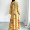 shein najma فستان كم طويل بياقة v مزخرف بنقشة زهور صغيرة، إطلالة أنيقة وراقية، فستان شيفون ماكسي مع ياقة، مناسب للربيع والصيف 13