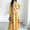 shein najma فستان كم طويل بياقة v مزخرف بنقشة زهور صغيرة، إطلالة أنيقة وراقية، فستان شيفون ماكسي مع ياقة، مناسب للربيع والصيف 14