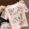 ملابس علوية قصيرة الأكمام مطبوعة بزهور للبنات الصغيرات، تصميم بسيط مناسب للصيف 9