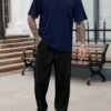 manfinity homme طقم تي شيرت وشورت رجالي كاجوال بأسلوب ins مع طباعة حروف إنجليزية وتصميم يومي لملابس الشارع، هدية للصديق والزوج في الذكرى السنوية، ياقة دائرية وقصة فضفاضة، مناسب للعطلات 3
