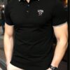 manfinity dauomo قميص بولو كاجوال قصير الأكمام للرجال للاستخدام اليومي في الصيف ، بأزرار تقصير ربع ونهايات ملونة، مناسب للجولف