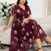 reflora فستان أنيق بطبعة زهرية للمقاسات الكبيرة، صيفي 4