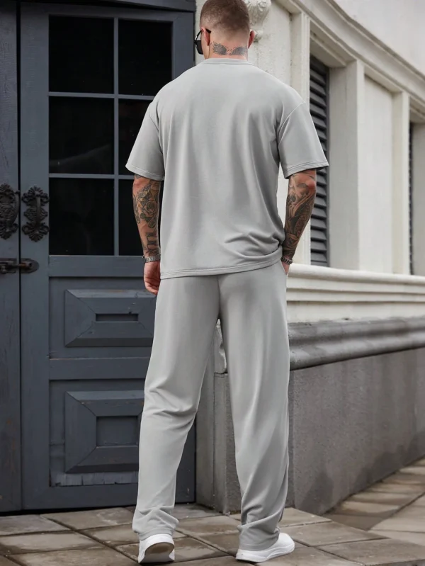 manfinity homme طقم تي شيرت وشورت رجالي كاجوال بأسلوب ins مع طباعة حروف إنجليزية وتصميم يومي لملابس الشارع، هدية للصديق والزوج في الذكرى السنوية، ياقة دائرية وقصة فضفاضة، مناسب للعطلات 8