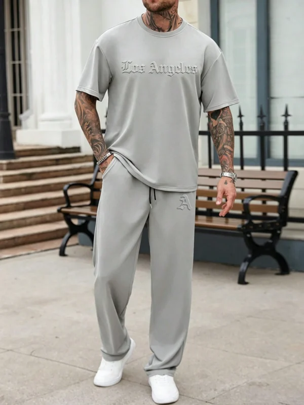 manfinity homme طقم تي شيرت وشورت رجالي كاجوال بأسلوب ins مع طباعة حروف إنجليزية وتصميم يومي لملابس الشارع، هدية للصديق والزوج في الذكرى السنوية، ياقة دائرية وقصة فضفاضة، مناسب للعطلات 9