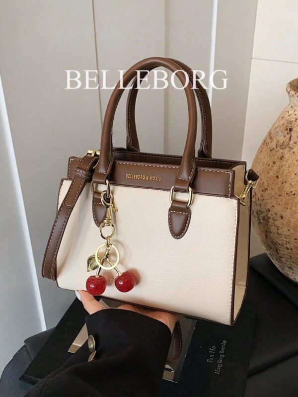 belleborg حقيبة كاجوال مع تفاصيل حرفية باللونين للمراهقات والطالبات والموظفات في المكاتب، مناسبة للمكتب والجامعة والعمل والتنقلات والسفر والرحلات، حقيبة نسائية أنيقة مثالية للعمل والأعمال المكتبية 12