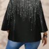 emery rose قميص نسائي كاجوال بطبعات كاملة الجسم وياقة مستديرة وأكمام ثلاثة أرباع فضفاض، مناسب للخريف والشتاء 7