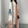 shein najma فستان نسائي بطراز بوهيمي أنيق بطبعة زهرية عتيقة، طقم قطعتين من الفستان الماكسي بياقة دائرية والكارديجان، بطراز عربي، موضة الربيع والصيف 4