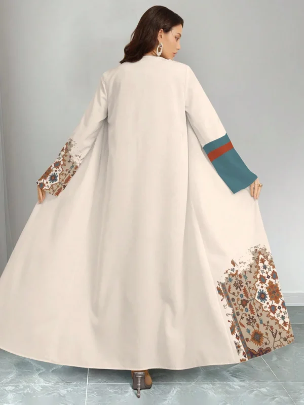 shein najma فستان نسائي بطراز بوهيمي أنيق بطبعة زهرية عتيقة، طقم قطعتين من الفستان الماكسي بياقة دائرية والكارديجان، بطراز عربي، موضة الربيع والصيف 15