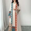 shein najma فستان نسائي بطراز بوهيمي أنيق بطبعة زهرية عتيقة، طقم قطعتين من الفستان الماكسي بياقة دائرية والكارديجان، بطراز عربي، موضة الربيع والصيف 17