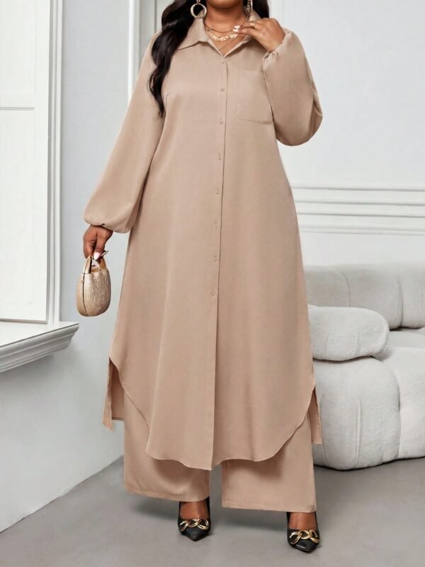 shein lady قميص كاجوال أنيق للربيع والصيف والخريف والشتاء، ياقة منسوجة، أكمام بيشوب، جيوب، أكمام طويلة، مقاسات كبيرة، بدلة أنيقة للمكتب والتنقل للربيع والصيف، ملابس صيفية للنساء، ملابس عطلة للنساء، بدلة صيفية مكونة من قطعتين shein lady قميص كاجوال أنيق للربيع والصيف والخريف والشتاء، ياقة منسوجة، أكمام بيشوب، جيوب، أكمام طويلة، مقاسات كبيرة، بدلة أنيقة للمكتب والتنقل للربيع والصيف، ملابس صيفية للنساء، ملابس عطلة للنساء، بدلة صيفية مكونة من قطعتين