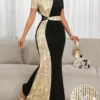 shein lady فستان أنيق للسيدات بنمط بريشة من الترتر متباينة الألوان ، فستان لحفلة عيد الميلاد والمناسبات الرسمية / فستان مكتبي / فستان / فستان زفاف / فستان عطلة / فستان حفلة للسيدات / فستان رسمي طويل للسيدات / فستان رسمي للسيدات / فستان نسائي كاجوال للعمل 6