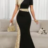 shein lady فستان أنيق للسيدات بنمط بريشة من الترتر متباينة الألوان ، فستان لحفلة عيد الميلاد والمناسبات الرسمية / فستان مكتبي / فستان / فستان زفاف / فستان عطلة / فستان حفلة للسيدات / فستان رسمي طويل للسيدات / فستان رسمي للسيدات / فستان نسائي كاجوال للعمل 7