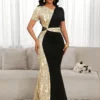 shein lady فستان أنيق للسيدات بنمط بريشة من الترتر متباينة الألوان ، فستان لحفلة عيد الميلاد والمناسبات الرسمية / فستان مكتبي / فستان / فستان زفاف / فستان عطلة / فستان حفلة للسيدات / فستان رسمي طويل للسيدات / فستان رسمي للسيدات / فستان نسائي كاجوال للعمل 9
