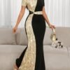shein lady فستان أنيق للسيدات بنمط بريشة من الترتر متباينة الألوان ، فستان لحفلة عيد الميلاد والمناسبات الرسمية / فستان مكتبي / فستان / فستان زفاف / فستان عطلة / فستان حفلة للسيدات / فستان رسمي طويل للسيدات / فستان رسمي للسيدات / فستان نسائي كاجوال للعمل 10