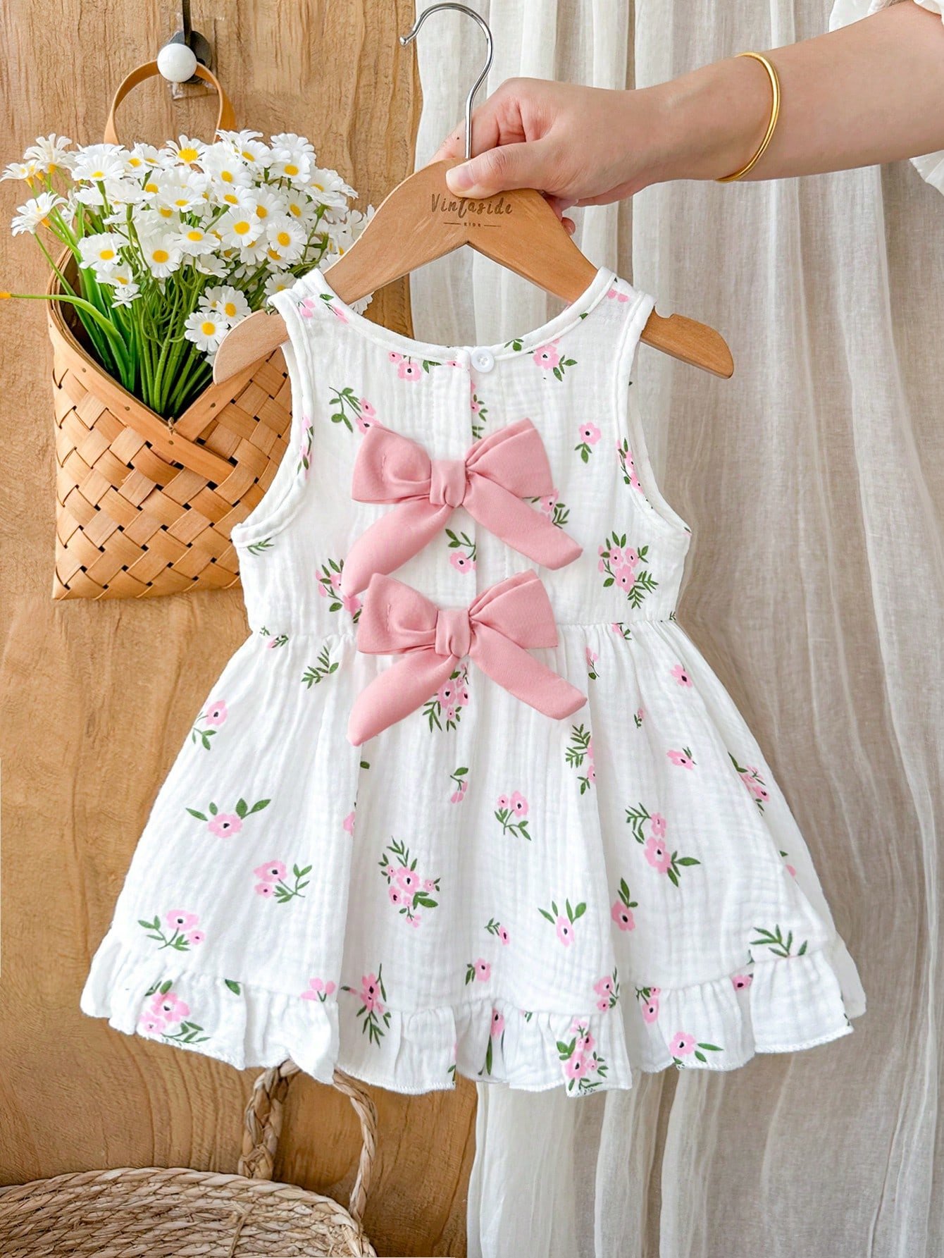 shein فستان للبنات من عمر 3 أشهر إلى 3 سنوات للخروج، قطعة واحدة بأسلوب كاجوال وجميل للارتداء اليومي في فصل الخريف، فستان كم قصير مزين بفيونكة بنية اللون 8