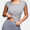 shapora ملابس علوية قصير بطراز أمريكي كلاسيكي، بياقة طاقم، مناسب للجسم، مرن، كاشف للخصر، قطعة علوية نسائية كاجوال خفيفة الوزن، مناسب للملابس المنزلية أو الخارجية shapora ملابس علوية قصير بطراز أمريكي كلاسيكي، بياقة طاقم، مناسب للجسم، مرن، كاشف للخصر، قطعة علوية نسائية كاجوال خفيفة الوزن، مناسب للملابس المنزلية أو الخارجية